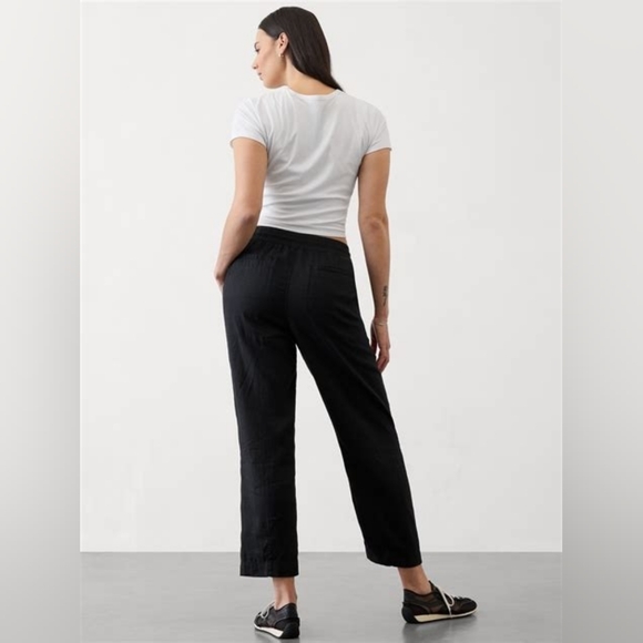 NWT Athleta Retreat Linen High Rise Ankle Pant Size S/T In Black - Picture 6 of 8